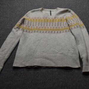 Kuhl Women’s Nordik Merino Wool Blend Fair Isle Print Crew Neck Sweater Grey M